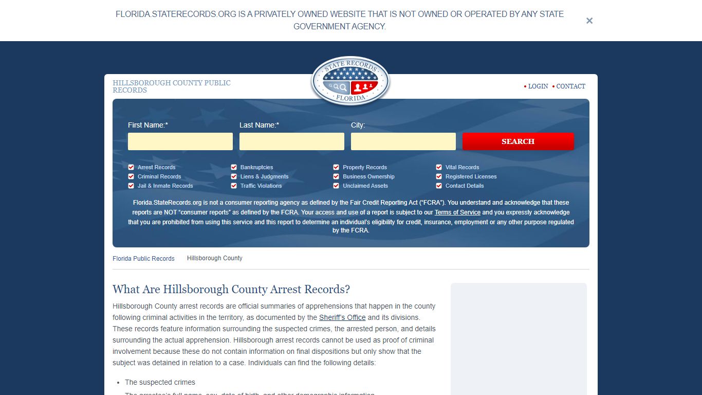 Hillsborough County Arrest, Court, and Public Records | StateRecords.org